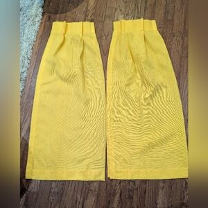 Vintage MCM 60s Pinch Pleat Drapes Curtains Pair 45” Lx 42”W Lemon Yellow